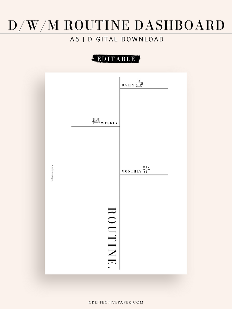 DA122 | Editable Daily & Weekly & Monthly Routine Dashboard ...