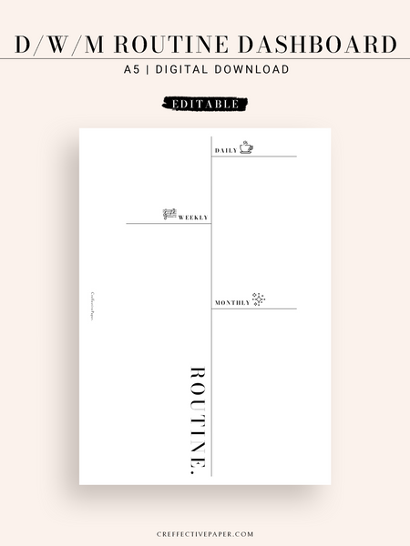 DA122 | Editable Daily & Weekly & Monthly Routine Dashboard ...