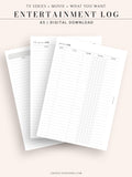 T121 | TV Series Tracker, Movie Journal, Entertainment Log Bundle