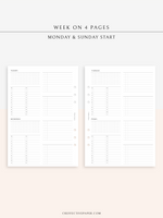 W117 | WO4P, Weekly 24-hour Schedule, To-do List Planner Template