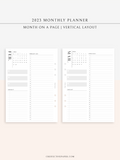 M113_V_2023 | 2023 Monthly Planner Printable (MO1P_Vertical)