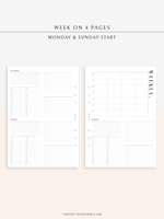 W117 | WO4P, Weekly 24-hour Schedule, To-do List Planner Template