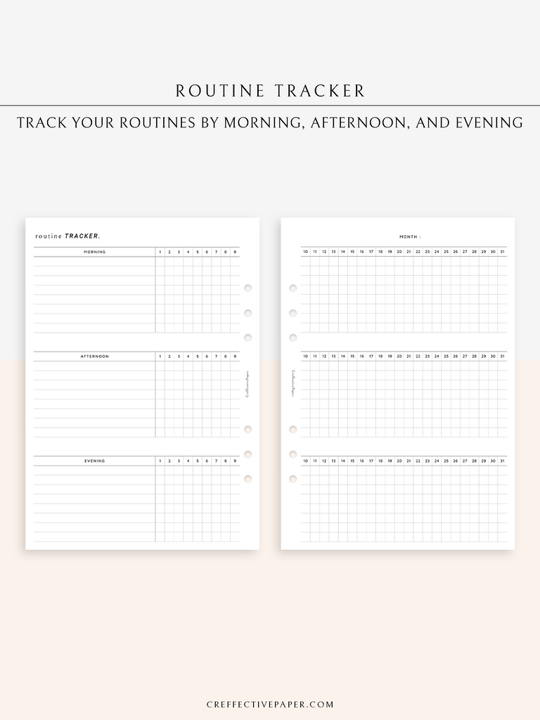 T129 | Monthly Routine Tracker – CreffectivePaper