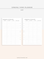 T124 | Sinking Fund Categories, Lists, Tracker Template