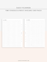 D119 | Basic Daily Planner, Grid Lyaout, Day on a Page