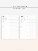 W108_01G_WO1P_2023 | 2023 Dated Weekly Planner Inserts Printable Template