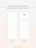 M118_2023 | 2023 Half-Page Calendar, Monthly Task list, Important Events Tracker