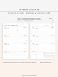 N126 | Expense Journal Pages, Weekly Spending Log, Financial Planner