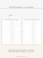 T121 | TV Series Tracker, Movie Journal, Entertainment Log Bundle