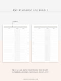 T121 | TV Series Tracker, Movie Journal, Entertainment Log Bundle