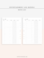 T121 | TV Series Tracker, Movie Journal, Entertainment Log Bundle