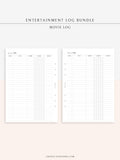 T121 | TV Series Tracker, Movie Journal, Entertainment Log Bundle