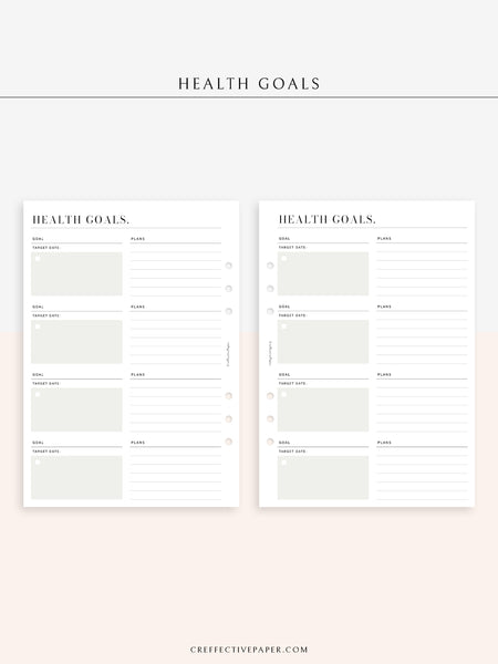 N121-2 | Health Goals Setting Planner, Wellness Journal – CreffectivePaper