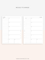 W107 | Week on a Page, Weekly Planner Printable Inserts, Monday Start