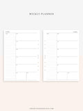 W107 | Week on a Page, Weekly Planner Printable Inserts, Monday Start