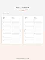 W101 | Week on a Page, Weekly Planner Printable Inserts Template