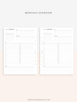 M108 | Monthly Overview, Month on a Page Printable Planner Inserts