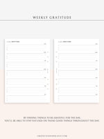 W103 | Minimal Weekly Gratitude Journal Printable Template Inserts
