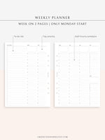 W112 | To-do List Type Weekly Schedule Planner Printable Inserts