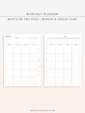 M106_L | Monthly Planner with 31 Days Habit Tracker Printable Inserts