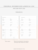 N113 | Personal Information & Medical Log Template