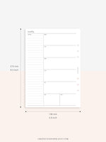 W107 | Week on a Page, Weekly Planner Printable Inserts, Monday Start