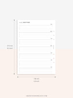 W103 | Minimal Weekly Gratitude Journal Printable Template Inserts