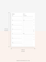 W101 | Week on a Page, Weekly Planner Printable Inserts Template