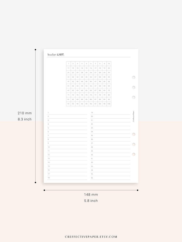 T102 100 Bucket List & Dream Log Template CreffectivePaper