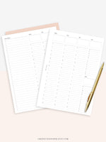 W112 | To-do List Type Weekly Schedule Planner Printable Inserts