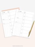 W108 | Week on a Page, Weekly Planner Printable Inserts Template