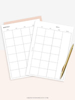 M101 | Basic Monthly Planner Printable Inserts for Minimalist