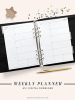 W107 | Week on a Page, Weekly Planner Printable Inserts, Monday Start
