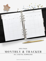 M106_G | Monthly Planner with 31 Days Habit Tracker Printable Inserts