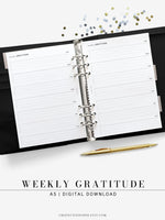 W103 | Minimal Weekly Gratitude Journal Printable Template Inserts