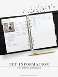 N110 | Printable Pet Information & Care Planner Template