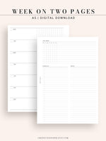 W110 | Week on 2 Pages, Weekly Planner & Tracker & Checklist