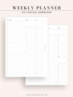 W112 | To-do List Type Weekly Schedule Planner Printable Inserts