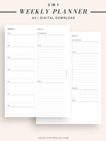 W101 | Week on a Page, Weekly Planner Printable Inserts Template