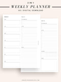 W101 | Week on a Page, Weekly Planner Printable Inserts Template