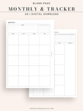 M106_B | Monthly Planner with 31 Days Habit Tracker Printable Inserts