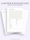 N111 | Vehicle Maintenance Log Printable, Car Repair Tracker Template