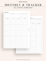 M106_G | Monthly Planner with 31 Days Habit Tracker Printable Inserts