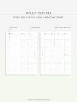 W112 | To-do List Type Weekly Schedule Planner Printable Inserts