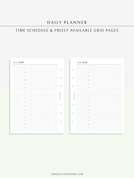 Daily Plan Grid D119 | Basic Daily Planner, Grid Lyaout, Day on a Page – CreffectivePaper