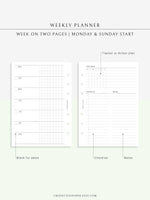 W110 | Week on 2 Pages, Weekly Planner & Tracker & Checklist