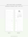 M118_2023 | 2023 Half-Page Calendar, Monthly Task list, Important Events Tracker