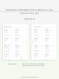 N113 | Personal Information & Medical Log Template