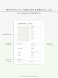 N113 | Personal Information & Medical Log Template