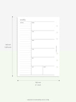 W107 | Week on a Page, Weekly Planner Printable Inserts, Monday Start